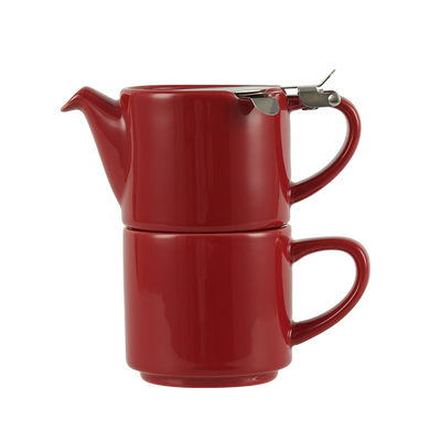 London Pottery 颂乐系列红色英式陶瓷花茶壶下午茶子母壶含滤网