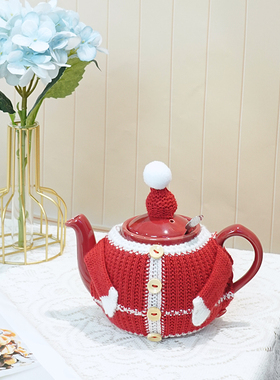 LondonPottery 圣诞红色针织茶壶壶套保温套毛线套防烫可爱ins