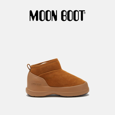 Moon Boot2025秋冬新款男女同款棕色MEZZALUNA低帮麂皮靴