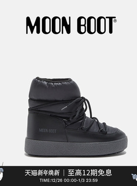 Moon Boot经典款男女同款不分左右黑色LTRACK尼龙低帮雪地靴