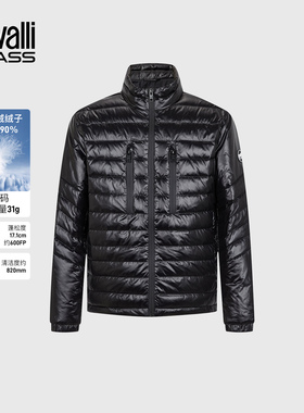 Cavalli Class卡沃利秋冬新款logo肩章立领薄款羽绒服男休闲外套
