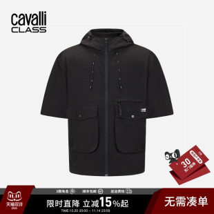 休闲上衣潮 夹克外套男时尚 Cavalli Class卡沃利春夏轻薄连帽短袖