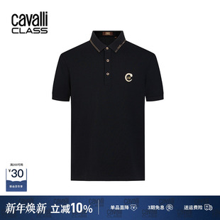 新款 POLO男夏季 透气商务翻领T恤 Class多色简约烫金短袖 Cavalli