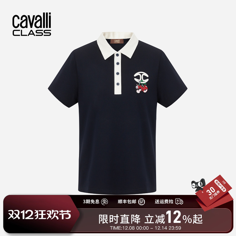 卡沃利刺绣短袖polo衫女