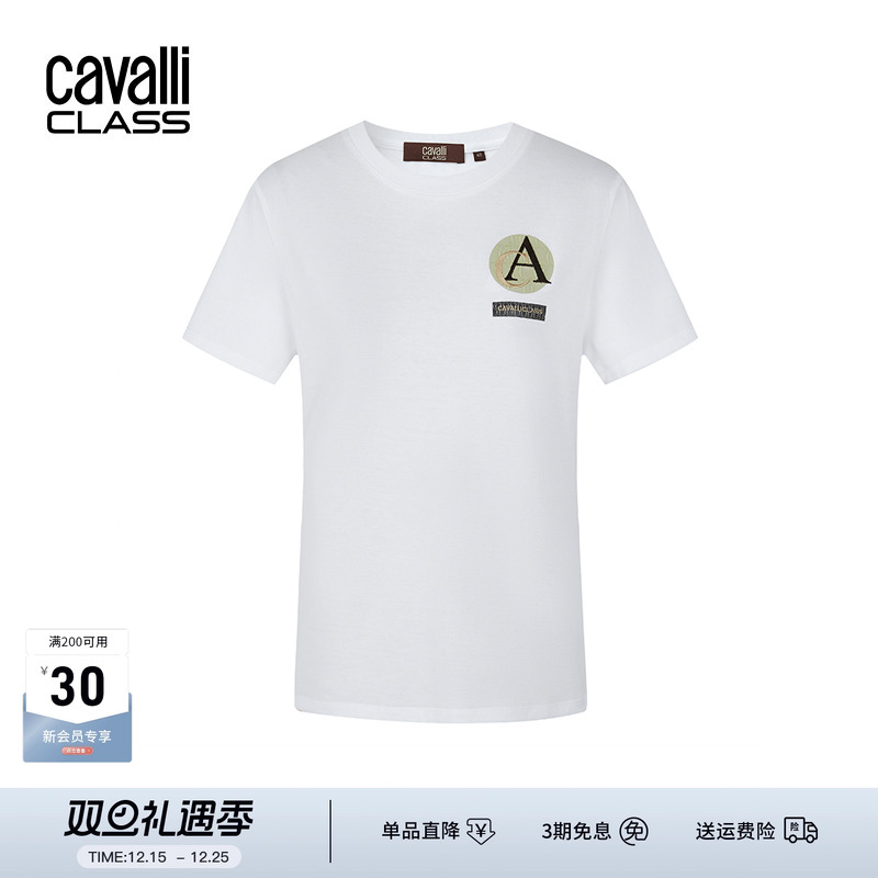 CavalliClass刺绣短袖T恤女修身