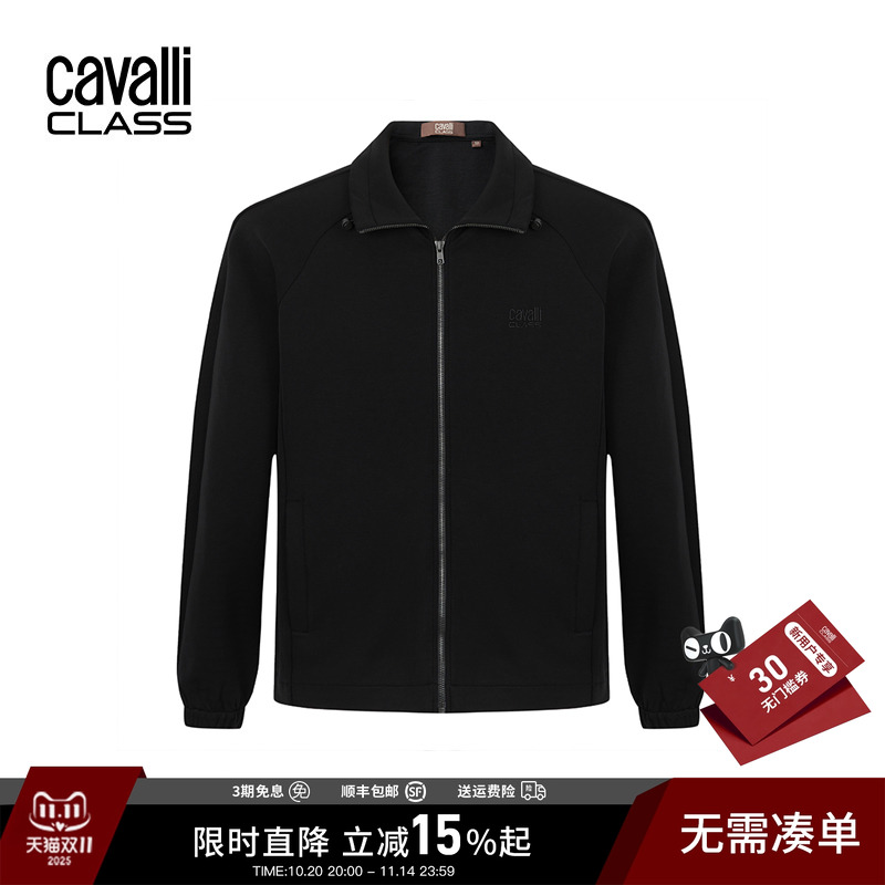 CavalliClass刺绣翻领夹克外套