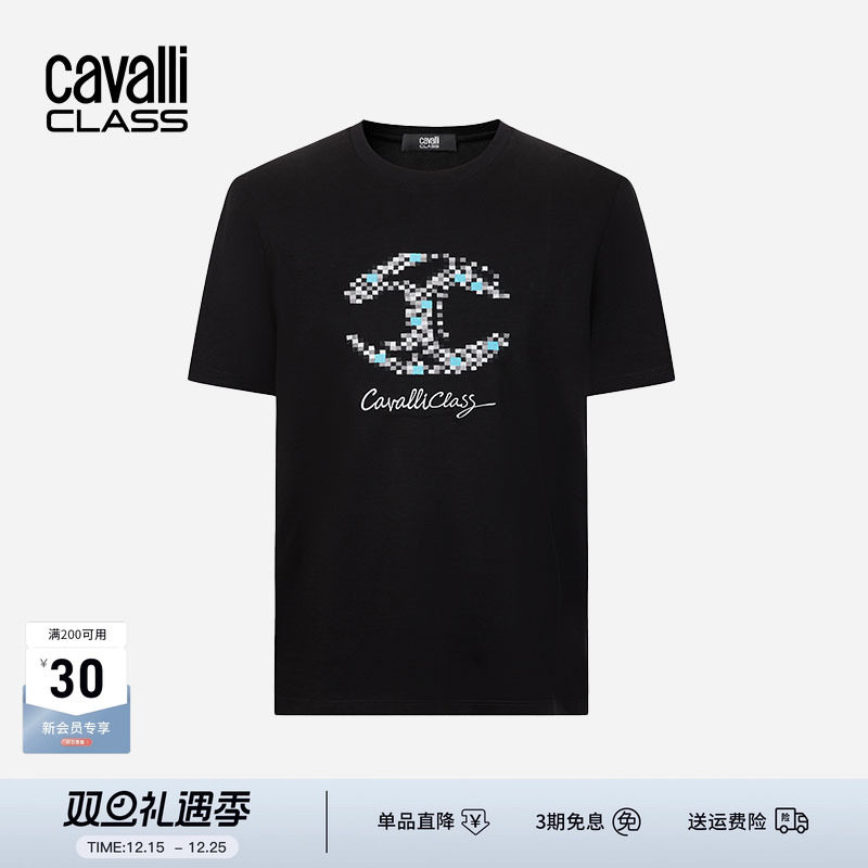 卡沃利马赛克刺绣logo短袖T恤