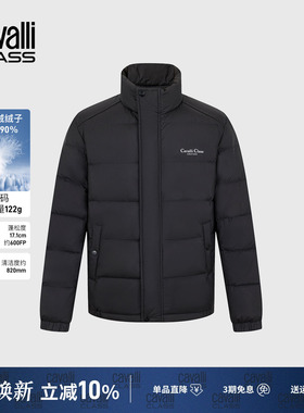 Cavalli Class卡沃利男装冬季新款LOGO印花立领休闲羽绒服外套