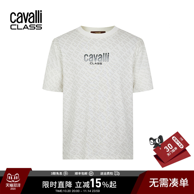 CavalliClass宽松满印老花T恤潮