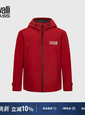 Cavalli Class卡沃利男装秋冬新款修身休闲鹅绒连帽羽绒服外套