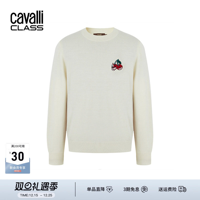 卡沃利刺绣樱桃含羊毛针织衫毛衣