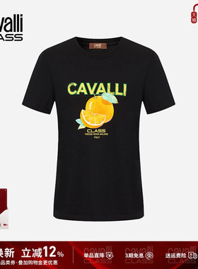 Cavalli Class卡沃利女装夏季新品字母印花短袖T恤女全棉休闲上衣