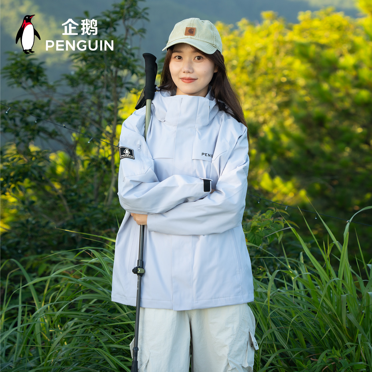 企鹅风盾三合一户外冲锋衣女2026秋季新疆西藏川西毕业旅游外套男