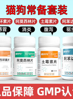 宠物猫狗常备四件套感冒药驱虫药支气管炎腹泻感冒咳嗽猫鼻支喷嚏