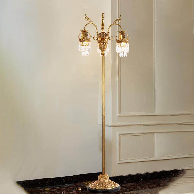 法式水晶全铜落地灯欧式别墅现代轻奢客厅走廊房间过道酒店灯装饰