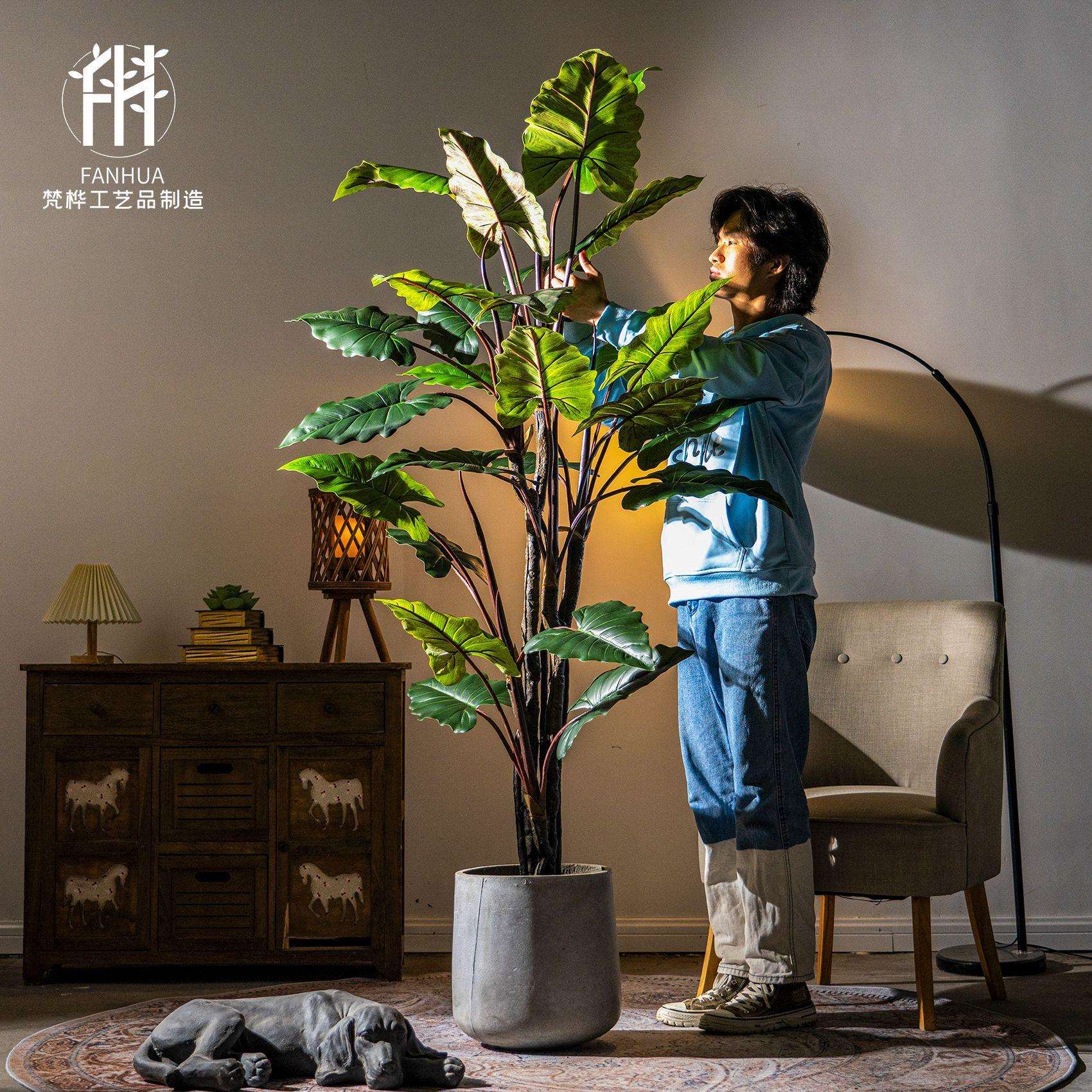 大型假树彩虹芋盆景热带雨林仿真树仿生绿植造景室内客厅装饰摆件