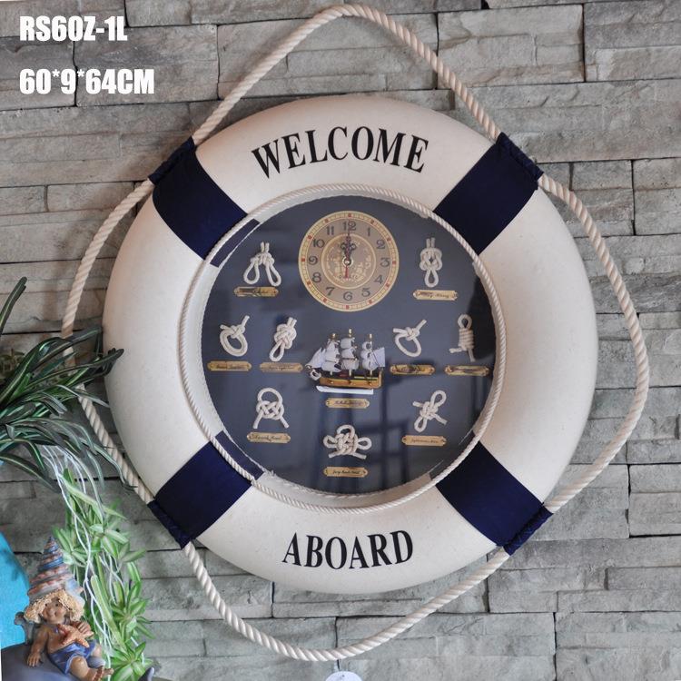 60cm装饰救生圈钟 家居饰品 地中海风格 工艺钟表挂件 RS60Z