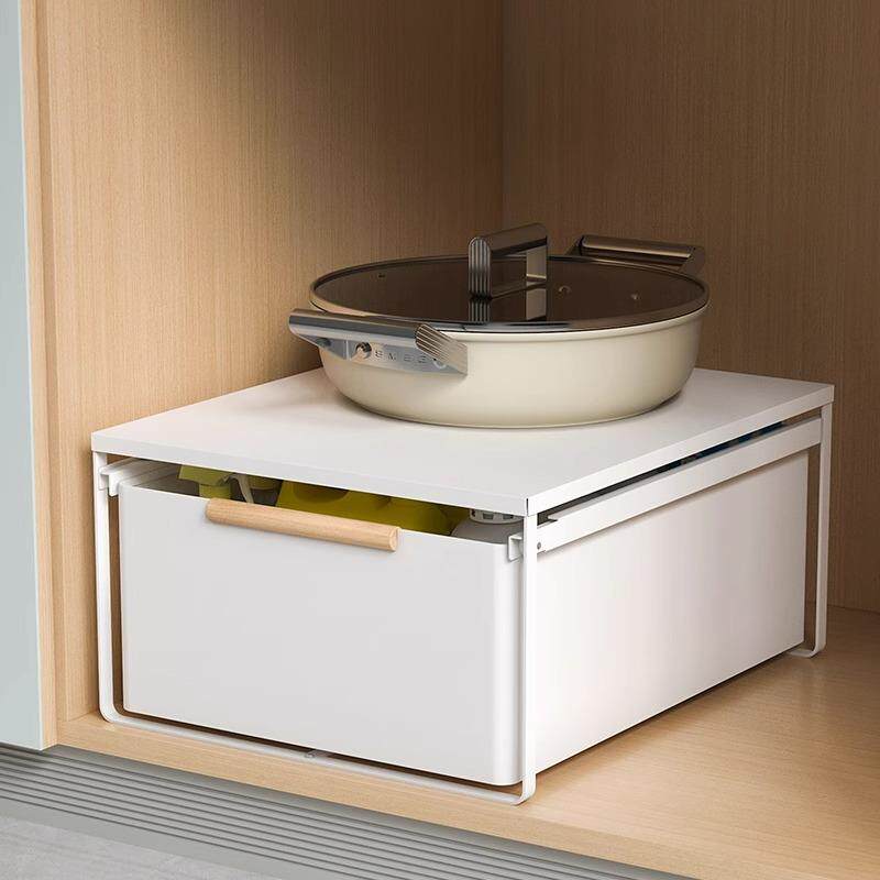 厨房下水槽置物架抽拉式加宽橱柜内抽屉式拉篮双层加深收纳调料架