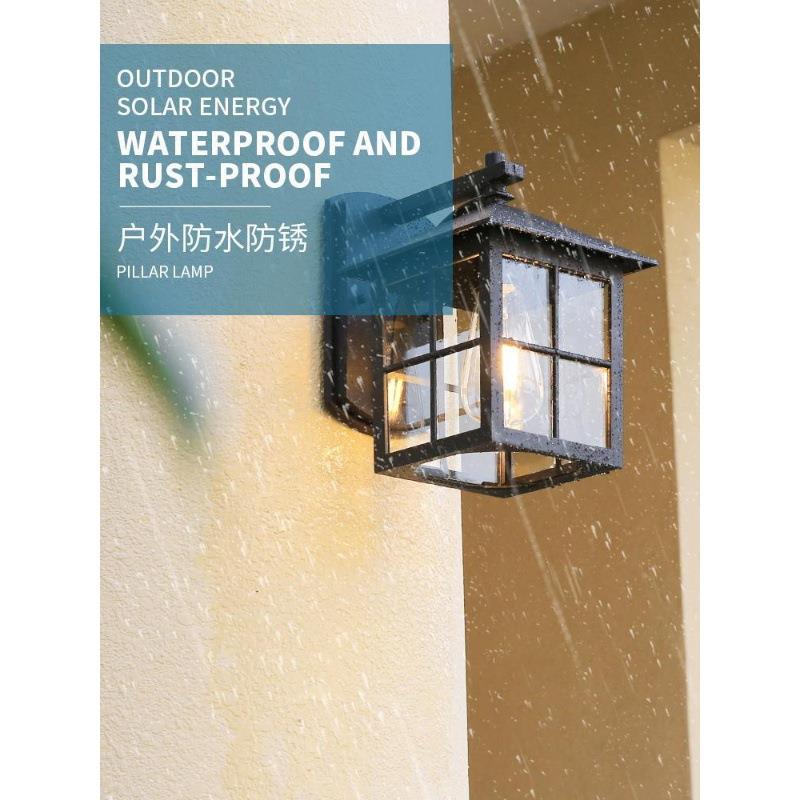 户外壁灯太阳能庭院灯中式感应室外防水别墅阳台工程酒店大门墙灯