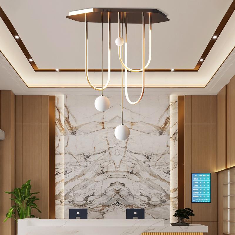 意大利设计师挑空U形吊灯客厅餐厅复式loft楼梯灯展厅艺术吸顶灯