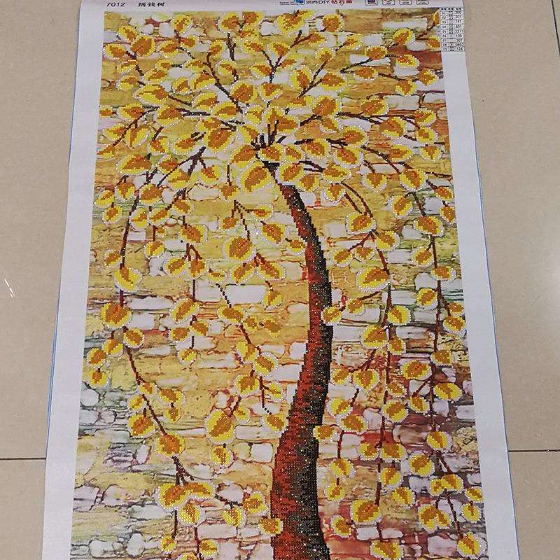 5D钻石画绣好的成品图发财树半贴纯手工贴十字绣成品出售