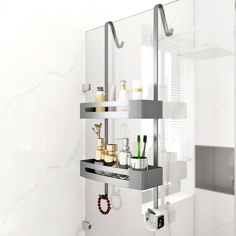 浴室置物架淋浴房洗手间太空铝冲凉房挂篮免打孔卫生间收纳架挂钩
