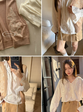 DIGM-春上新Joriselumo韩系时尚复古绣花设计V领针织马甲JB31708