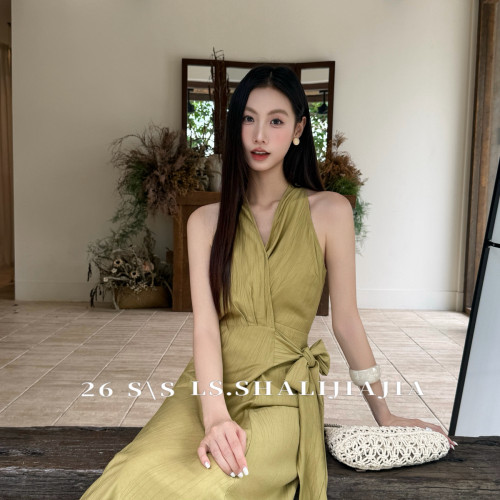 LS-白标26夏上新夏日度假风休闲无袖显瘦连衣裙61709