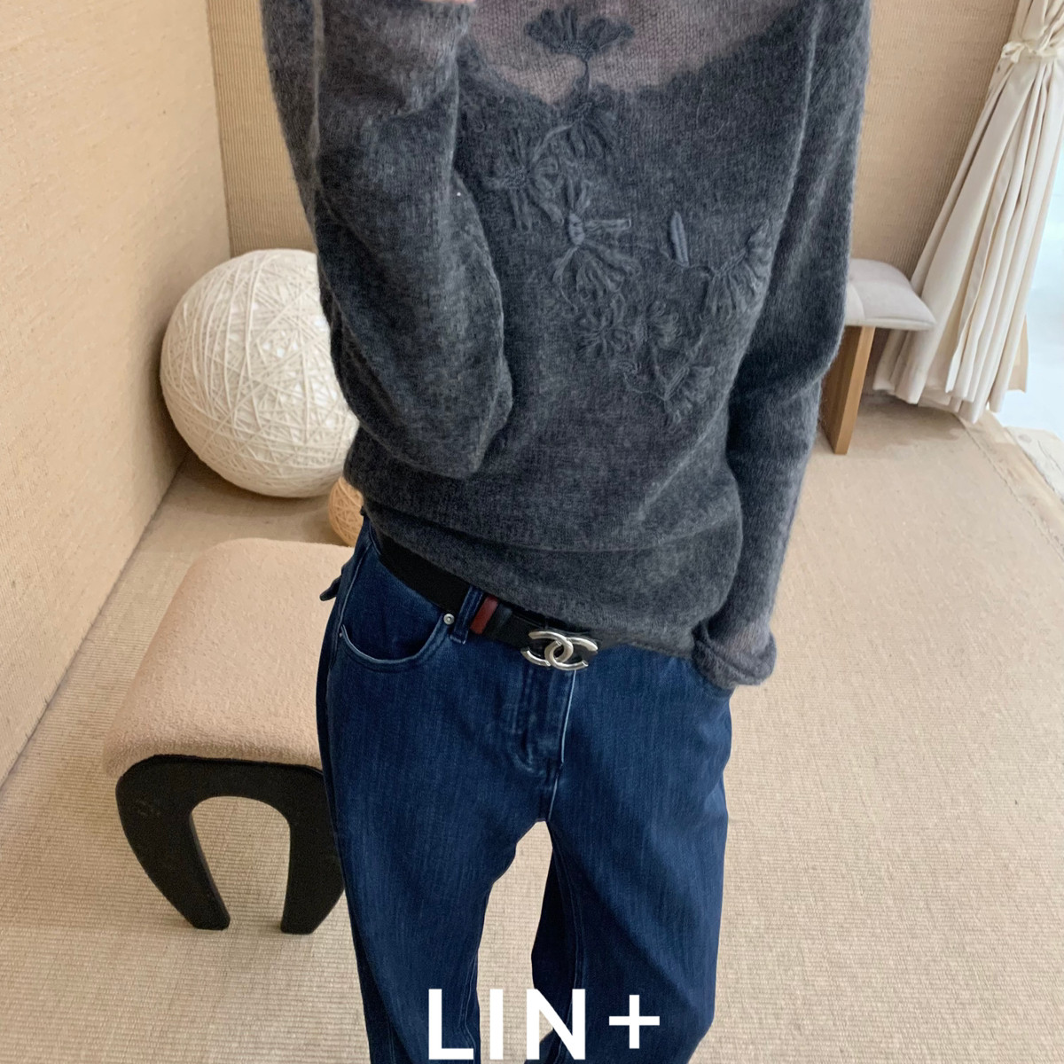 LIN+  -冬上新～绝搭冬日羊驼毛钩花透视叠穿针织衫（含31.3羊驼