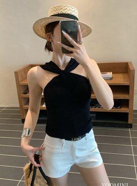 YOOMINI-约淑女设计感短款针织26年夏新款背心(单背心)Y11061-DSH