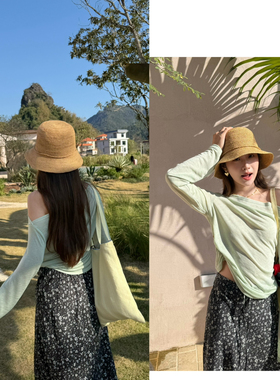 DIGM-新Joriselumo韩系时尚百搭纯色露肩设计显瘦针织小衫JB67236