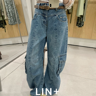 做旧牛仔裤 水洗弯刀阔腿美式 DX213 夏上新～复古工装 LIN