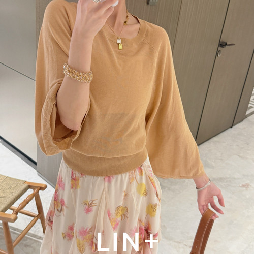 LIN+  -瘦莱赛尔亚麻法式复古清爽防晒小衫(亚麻莱赛尔)ZL119