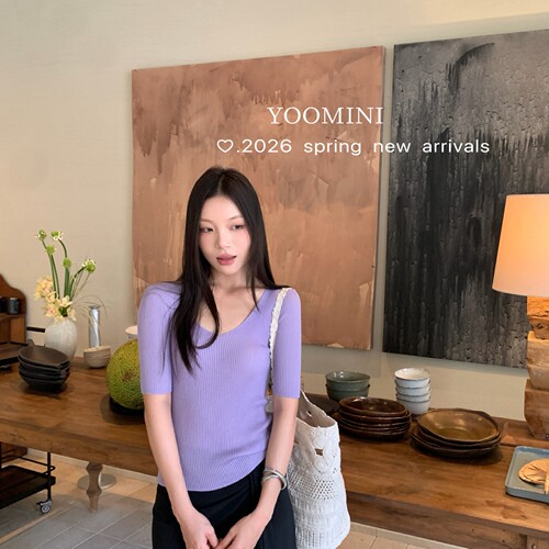 YOOMINI-兰精天丝简约休闲淑女针织短袖26年春夏针织衫Y11057-SH