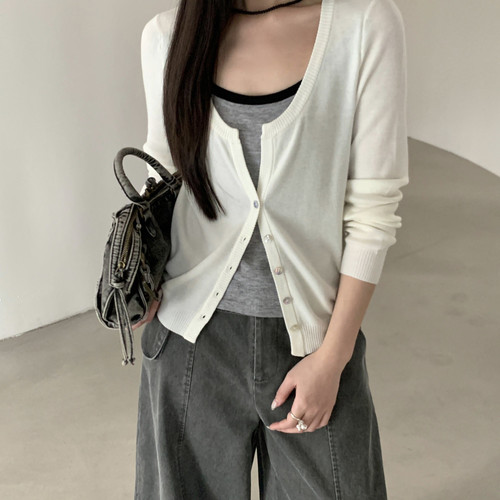 ONE TIME-秋上新法式慵懒风宽松羊毛混纺针织衫)KX21267