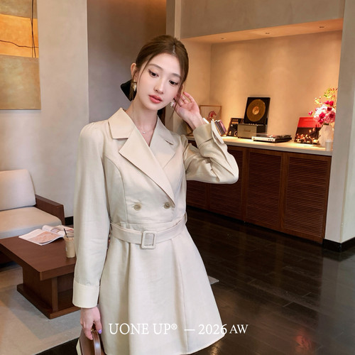 UONE-上新高智穿搭静奢品质通勤老钱风西装连衣裙(配腰绳)266219