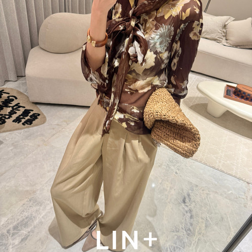 LIN+  -蝶恋兰夏上新～人丝法式复古优雅透气老钱小衫DX063