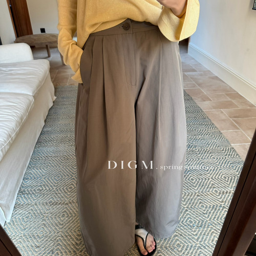 DIGM-年早春上新韩系简约百搭通勤高腰宽松显瘦两穿休闲裤DA60371