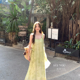 法式 新氧气感 气质温柔柔光滤镜宽松度假风连衣裙26002C YOU SEE