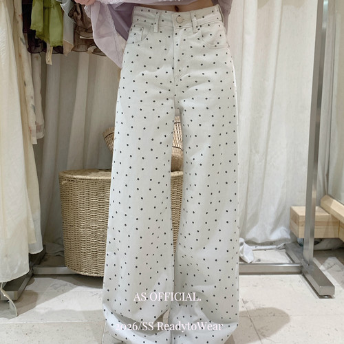 AS OFFICIAL-品美美安利；波点颜值控直腿巨韩休闲直筒牛仔裤5031