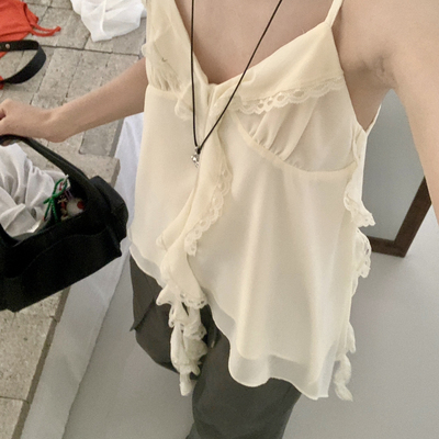 MZI STUDIO-荷叶边重工小众气质淑女感吊带背心(不含开衫)157267#