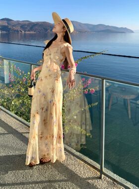 YOOMINI-边修身明媚艳丽度假风氛围感长裙26年夏连衣裙Y11271-DSY