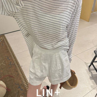 ZL068 只卖短裤 LIN 夏上新～苎麻棉显瘦显瘦阔腿清爽休闲短裤