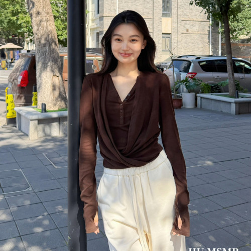 HUMSMR-秋上新假两件修身显瘦上衣长袖T恤C6388