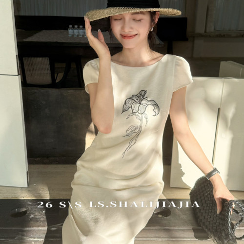 LS-白标26夏上新芷风入袖温柔系新中式兰花气质连衣裙61751