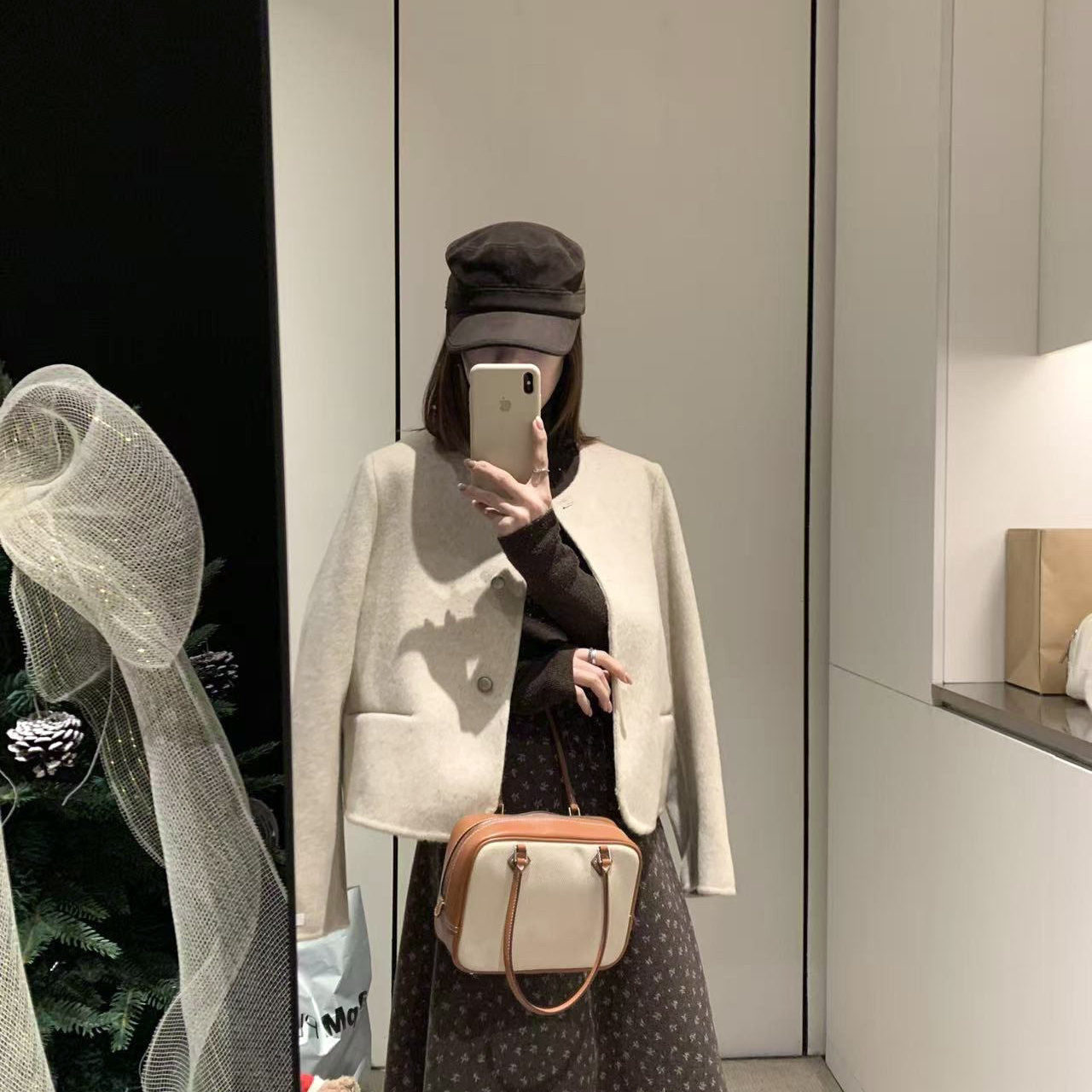 拿铁-小短款大衣小银扣设计版型超显瘦质感羊毛外套（含68绵羊毛