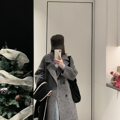 拿铁-捏～韩系高级感经典显贵显气质宽松长款羊毛外套（含100澳毛