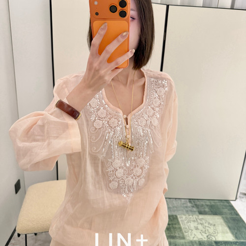 LIN+  -片苎麻防晒气质盘扣小衫（含100苎麻）(不含下装+项链)SX2