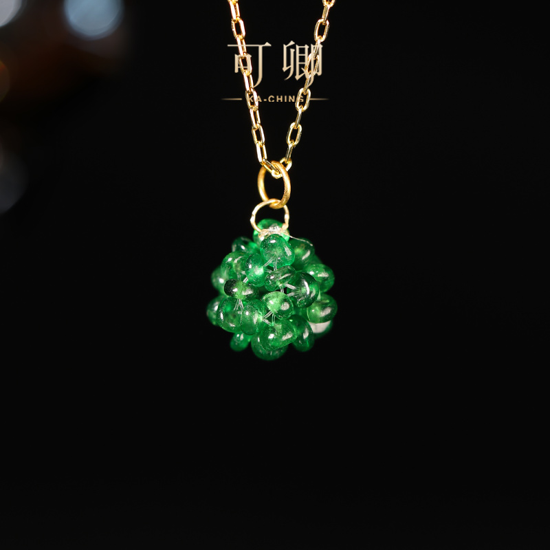 【双12新品发布会】可卿珠宝    祖母绿吊坠18k金绣球花挂坠