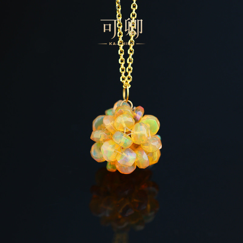 可卿珠宝 巧柔 欧泊吊坠18k金绣球花挂坠彩宝正品女手工礼物,珠宝/钻石/翡翠,颈饰,淘宝优惠券,粉丝福利购,淘宝优惠卷